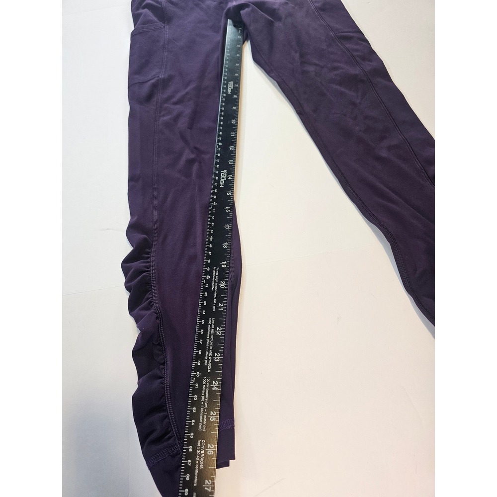 Lululemon Inspire Crop Leggings Women 4 Purple Mesh Ruched Running Pants - Picture 6 of 7